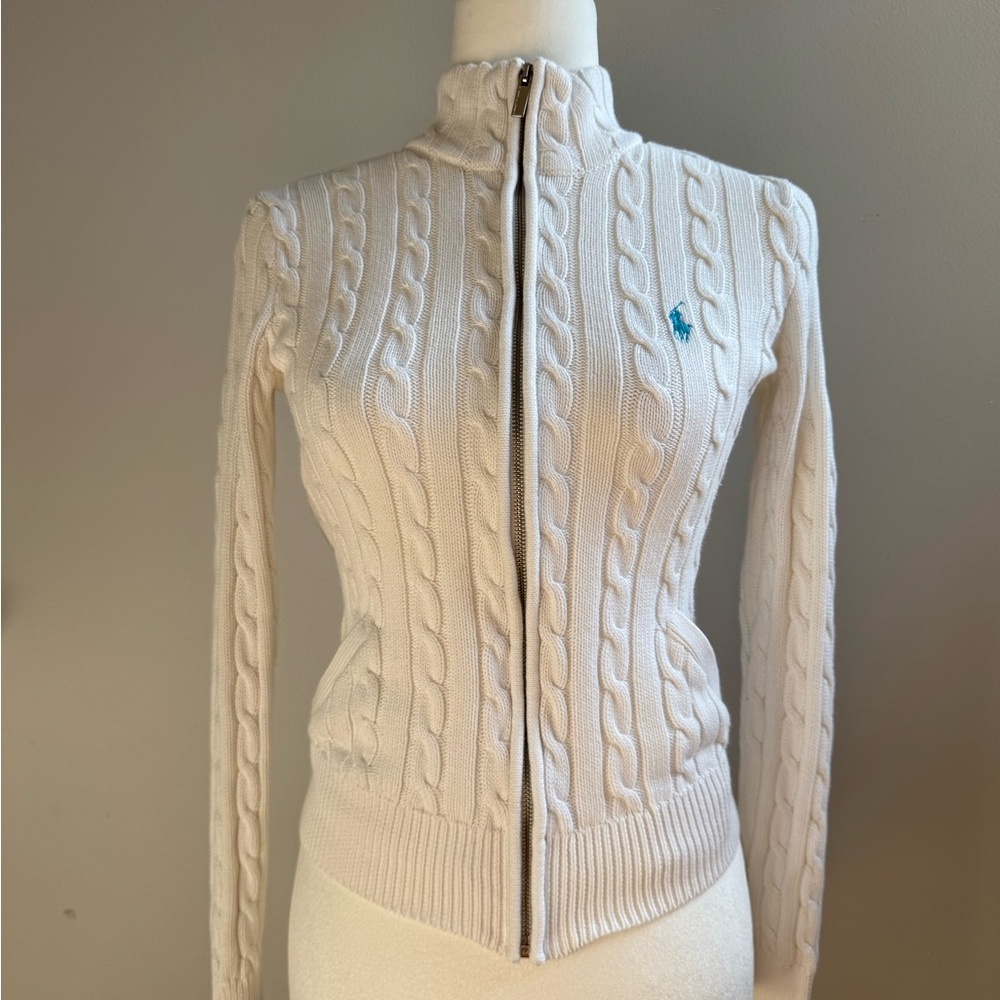 RALPH LAUREN SPORT Women's White Cable Knit Sweater